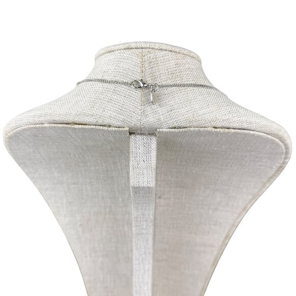 Vintage Silver Tone Rhinestone Pendant Necklace Elegant Mesh Leaf Design Jewelry - Picture 3 of 6